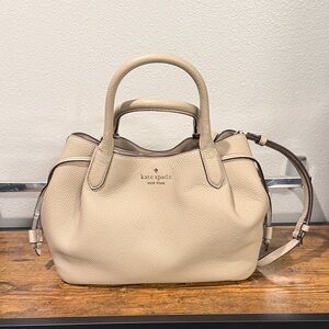 kate spade Cream Pebbled Leather Satchel with Detachable Strap